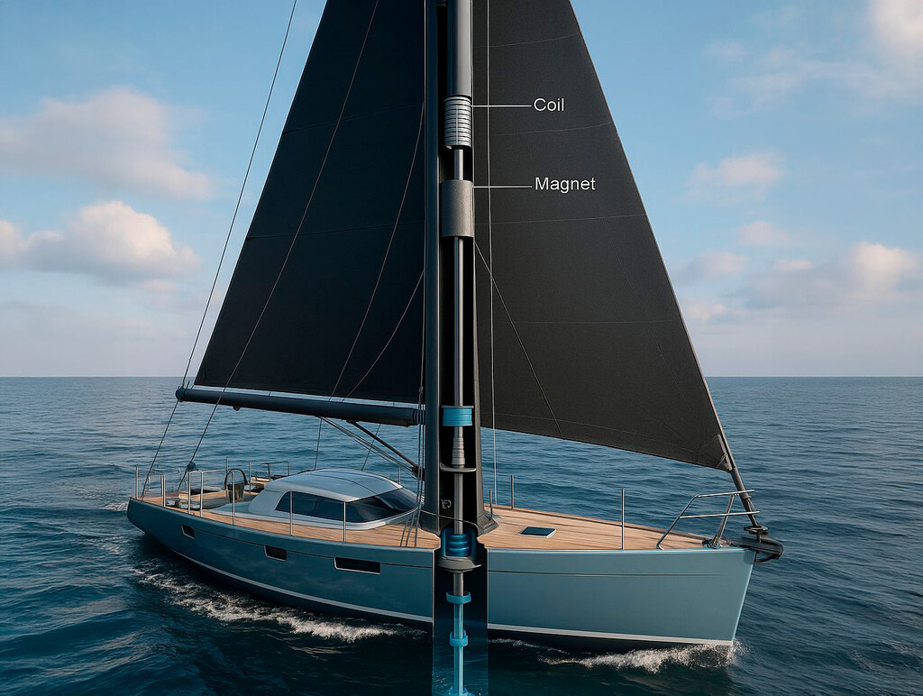 Un español ha patentado un mástil que transforma viento y olas en electricidad: su invento desafía al diésel en los barcos